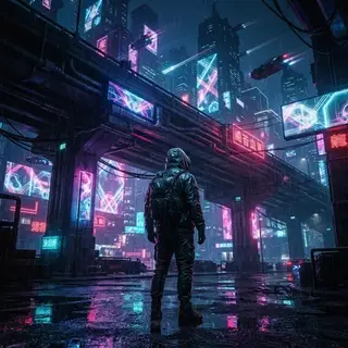 A picture drawn in the Cyberpunk look