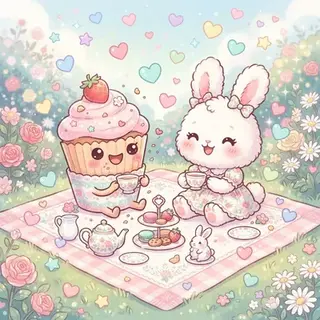 A picture drawn in the Kawaii look